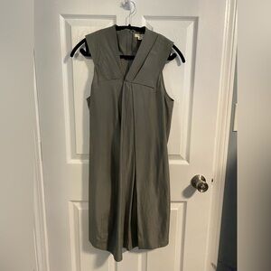 Helmut Lang Green Silk Dress with Textured Design Sz 8
